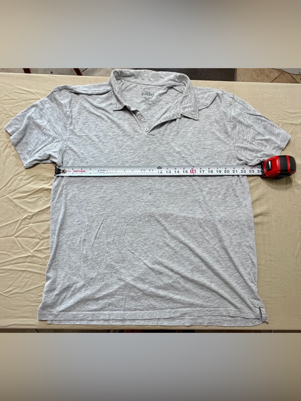 True Classic Gray Men’s XXL Short Sleeve Polo Shirt, Cotton/Poly, Solid